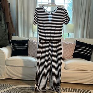 Old Navy Monochrome Striped Jumpsuit